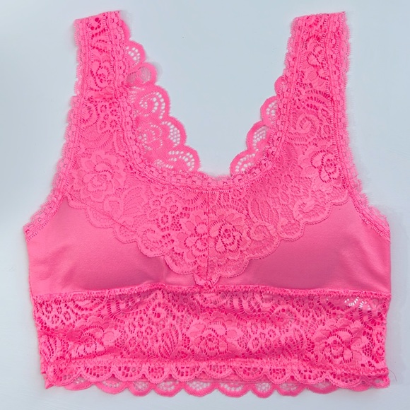 SEAMLESS STRETCH LACE BRA TOP REMOVABLE BRA PADS S/M L/XL NEW MINT PULL-On - Picture 3 of 13